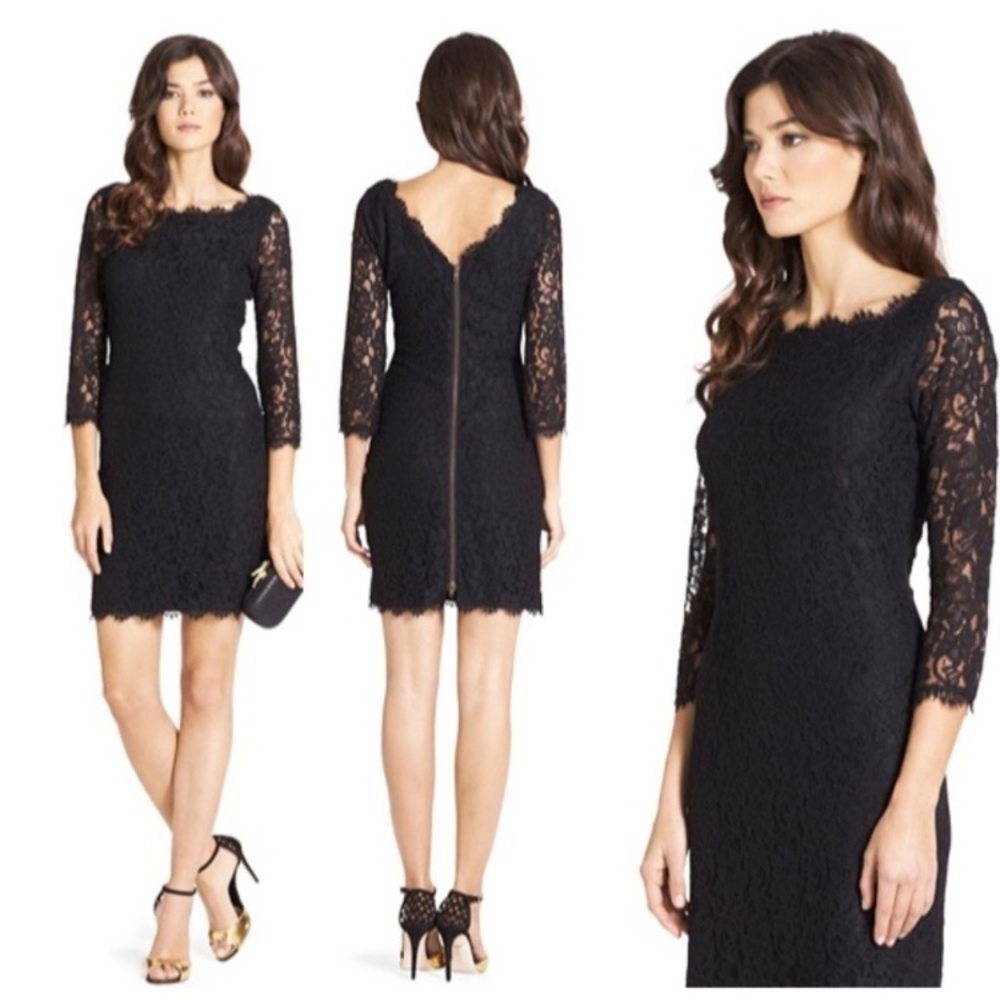 Diane von furstenburg Zarita black lace dress